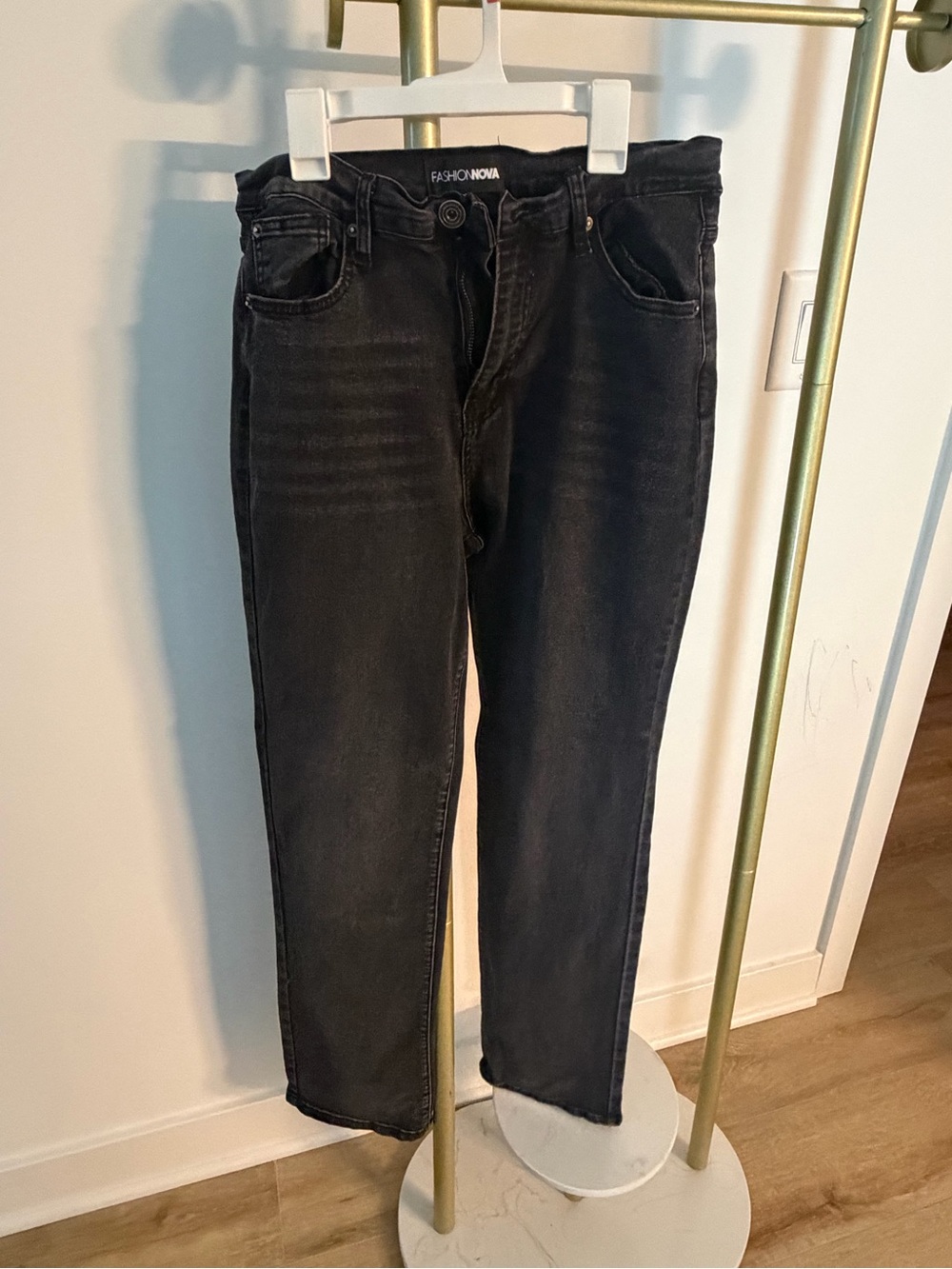 Black straight leg jeans